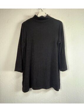 Chico's Travelers Womens Black 3/4 Sleeve Turtleneck Top Size 2 US 12/14 Stretch